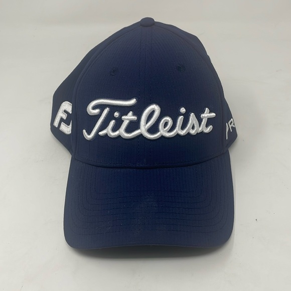 TITLEIST Pro VI FootJoy FJ Tour Performance Navy Blue Golf Hat Size M/L - Picture 1 of 6